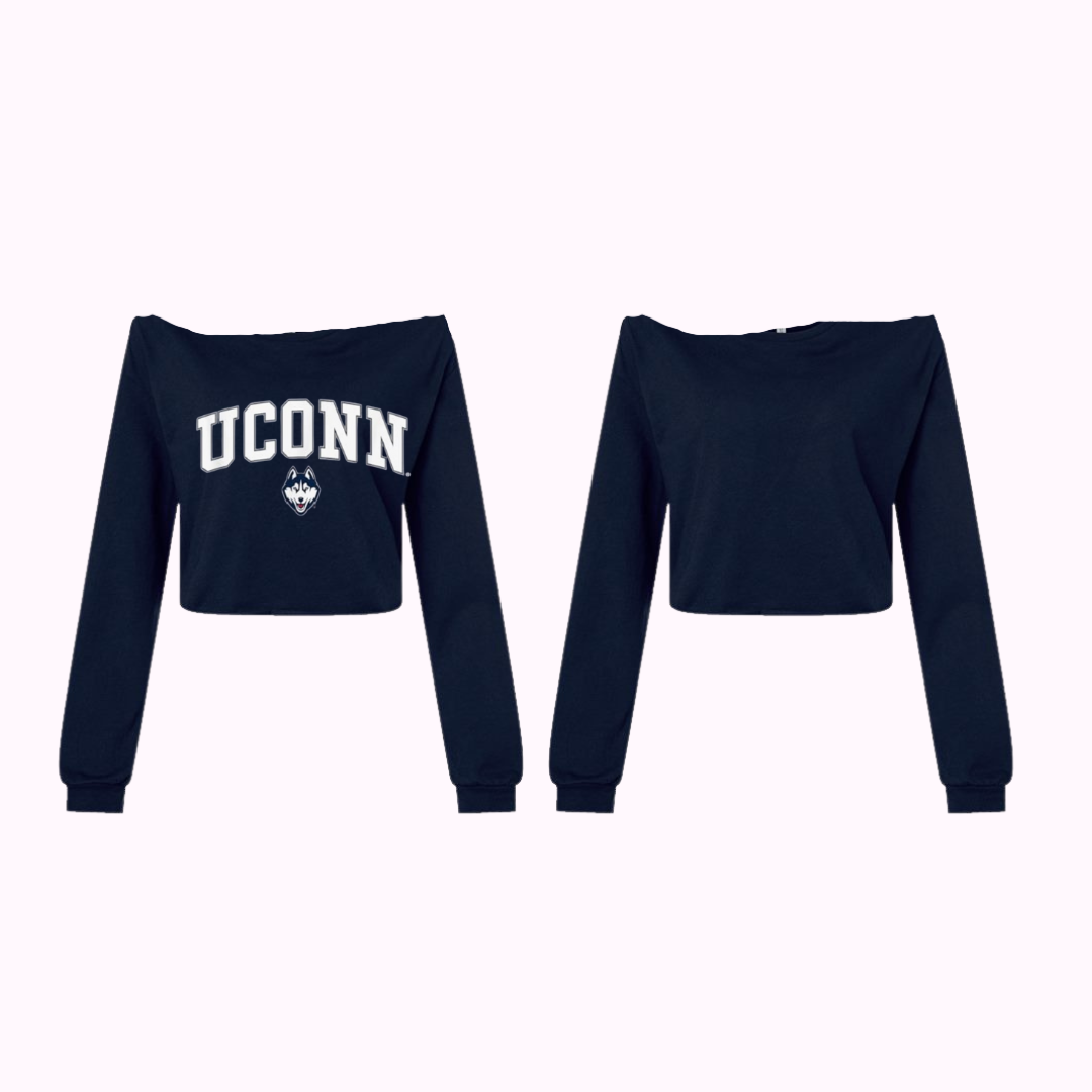 UCONN Off the Shoulder Long-Sleeve