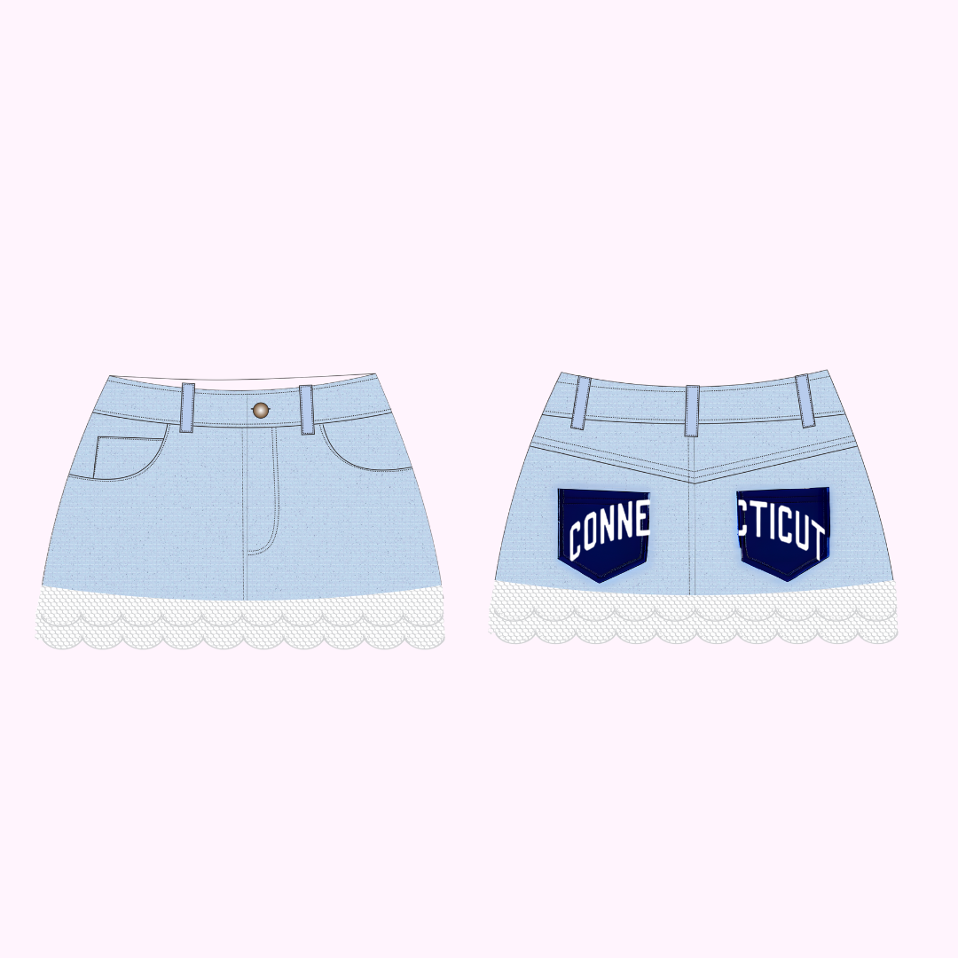 UCONN Vintage Denim Skirt (2 pocket) *Preorder*