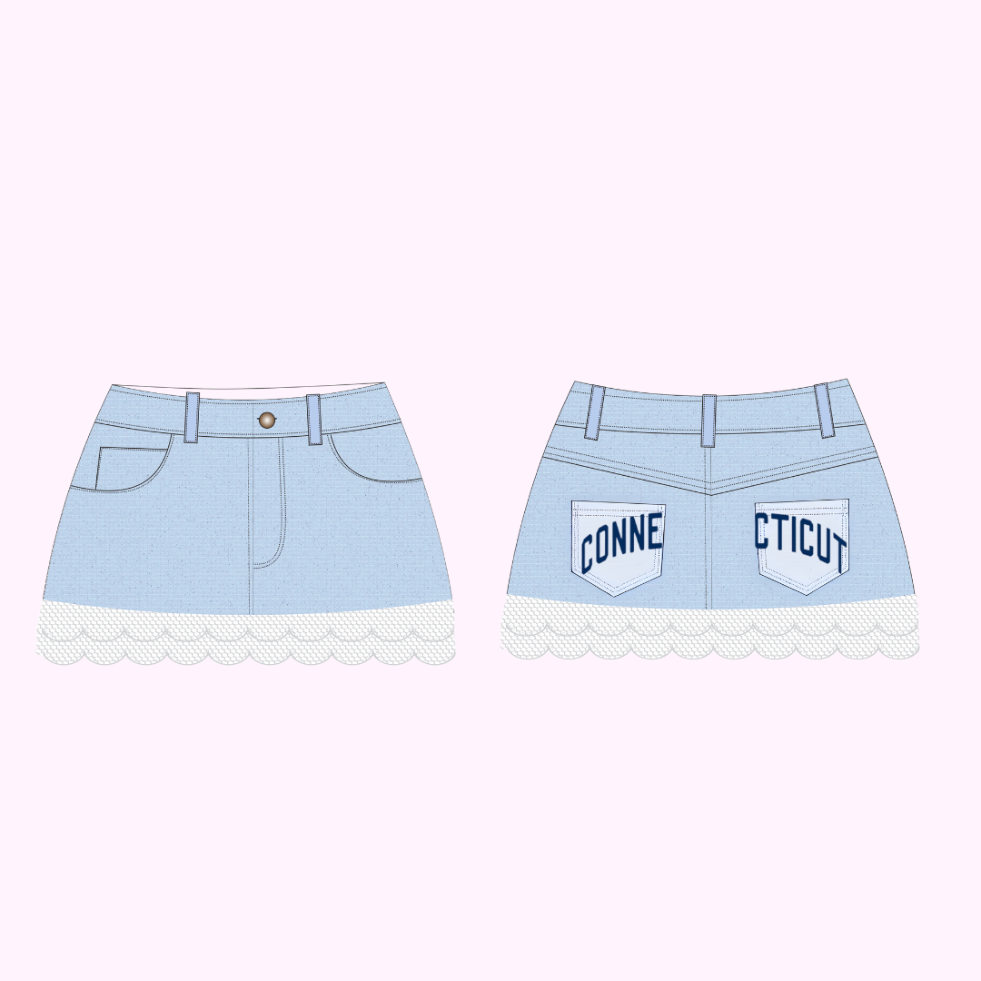 UCONN Vintage Denim Skirt (2 pocket) *Preorder*