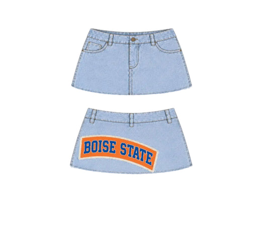 Boise State denim mini skirt