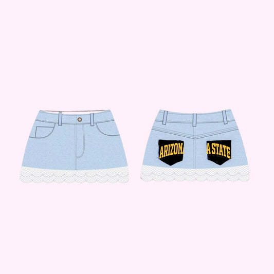 Devils Double Pocketed Denim Skirt