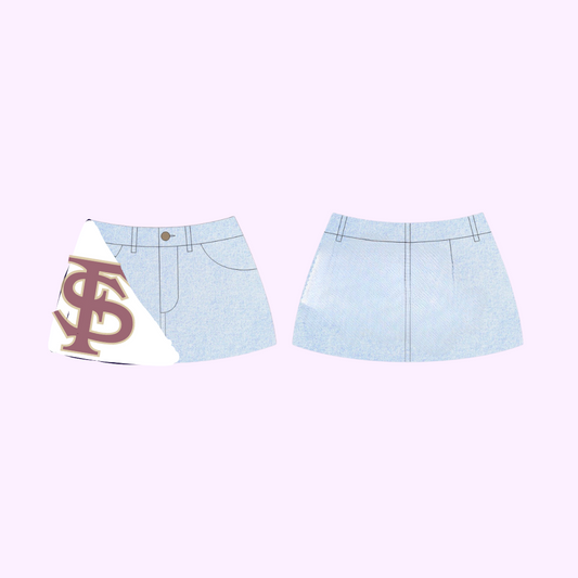 FSU Crossed Denim Skirt