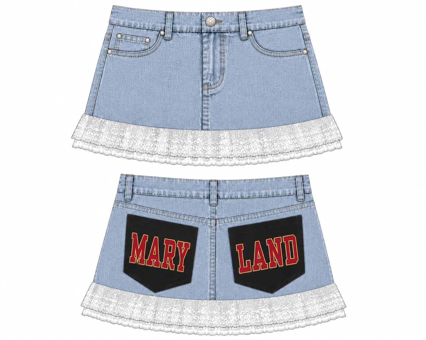 Maryland Vintage Denim Skirt (2 pocket)
