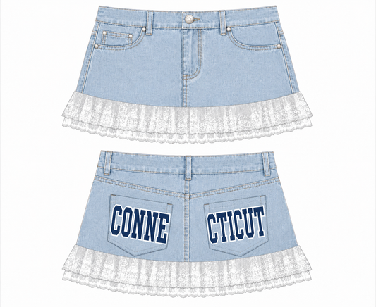 UCONN Vintage Denim Skirt (2 pocket)